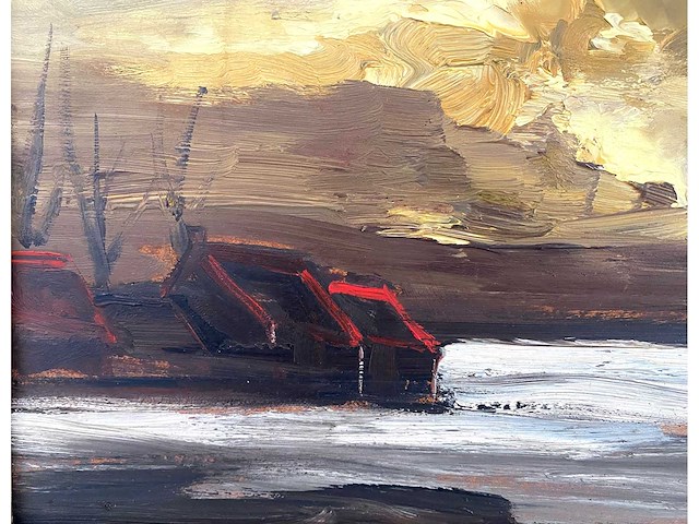 Paul permeke - paysage enneigé - olie op paneel - 30x40 cm - afbeelding 4 van  8
