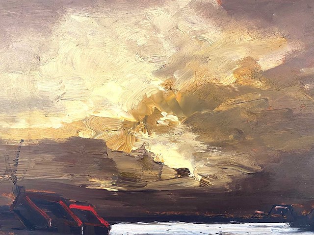 Paul permeke - paysage enneigé - olie op paneel - 30x40 cm - afbeelding 6 van  8