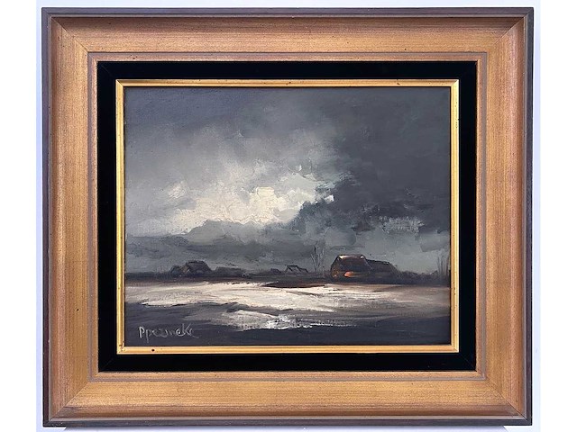 Paul permeke - uitzicht op het platteland - olie op doek - 40x50 cm - afbeelding 1 van  4