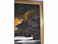 Paul permeke - winteravond - olie op doek - zeer groot werk - afbeelding 2 van  13