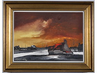 Paul permeke - winterlandschap met boerderij - olie op doek - afbeelding 1 van  8