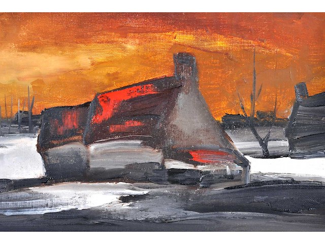Paul permeke - winterlandschap met boerderij - olie op doek - afbeelding 4 van  8