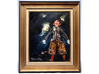 Paul permeke – clown in podiumlicht - olie op doek - afbeelding 1 van  4