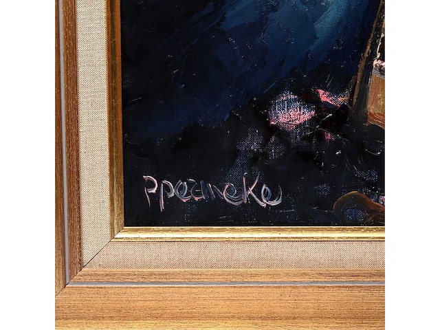 Paul permeke – clown in podiumlicht - olie op doek - afbeelding 3 van  4