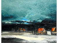 Paul permeke – sneeuwlandschap met boerderijen - olie op doek - afbeelding 3 van  6