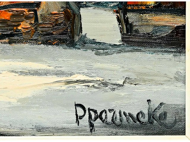 Paul permeke – sneeuwlandschap met boerderijen - olie op doek - afbeelding 4 van  6