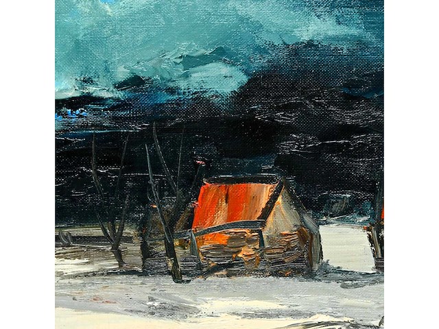 Paul permeke – sneeuwlandschap met boerderijen - olie op doek - afbeelding 5 van  6