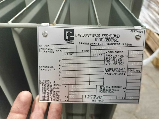 Pauwels tbe100 oliegekoelde distributie transformator - afbeelding 5 van  10