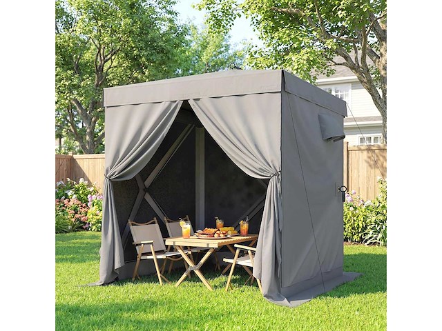 Paviljoen 1,85x1,85m waterdicht stabiel antiwinter donkergrijs - afbeelding 4 van  4