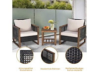 Pe rattan patio set - 3 stukken met acacia salontafel en 2 stoelen - afbeelding 3 van  7