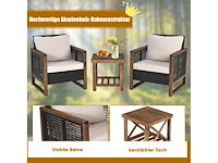 Pe rattan patio set - 3 stukken met acacia salontafel en 2 stoelen - afbeelding 4 van  7
