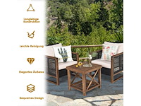 Pe rattan patio set - 3 stukken met acacia salontafel en 2 stoelen - afbeelding 5 van  7