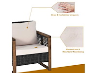 Pe rattan patio set - 3 stukken met acacia salontafel en 2 stoelen - afbeelding 6 van  7