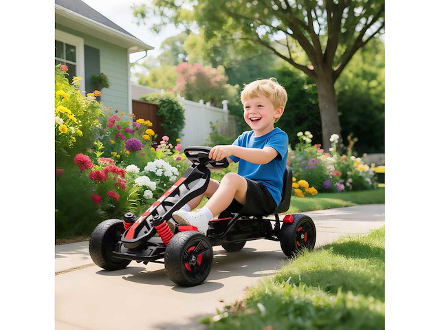 Pedal go-kart voor kinderen, kinder-go-kart van 3 tot 6 jaar met vrijloop - afbeelding 1 van  5