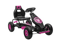 Pedal go-kart voor kinderen, verstelbare stoel in 3 standen, handrem voor kinderen van 5 tot 12 jaar, roze-zwart - afbeelding 2 van  6