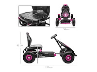 Pedal go-kart voor kinderen, verstelbare stoel in 3 standen, handrem voor kinderen van 5 tot 12 jaar, roze-zwart - afbeelding 3 van  6