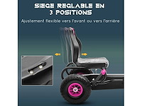 Pedal go-kart voor kinderen, verstelbare stoel in 3 standen, handrem voor kinderen van 5 tot 12 jaar, roze-zwart - afbeelding 4 van  6
