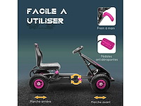 Pedal go-kart voor kinderen, verstelbare stoel in 3 standen, handrem voor kinderen van 5 tot 12 jaar, roze-zwart - afbeelding 5 van  6