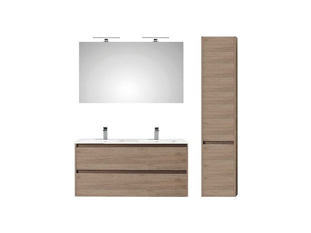 Pelipal - calypsos 120 cm - badmeubelset greeploos sanremo eiken + hoge kast - afbeelding 1 van  1