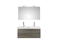 Pelipal - cubic 120 cm - badmeubelset greeploos grafiet structuur