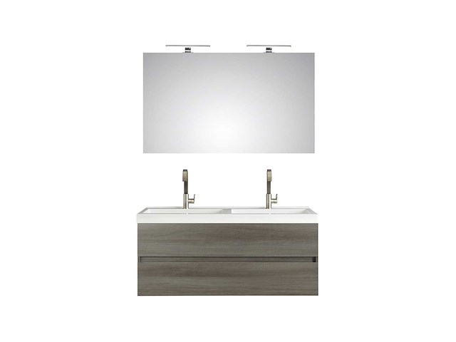 Pelipal - cubic 120 cm - badmeubelset greeploos grafiet structuur - afbeelding 1 van  3