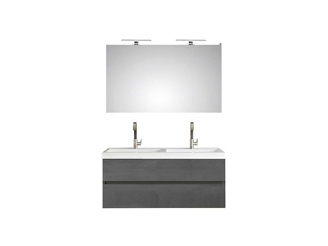 Pelipal - cubic 120 cm - badmeubelset greeploos oxid donkergrijs - afbeelding 1 van  4
