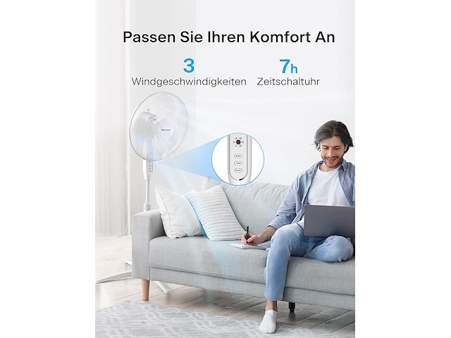 Pelonis vloerventilator met afstandsbediening - afbeelding 6 van  6
