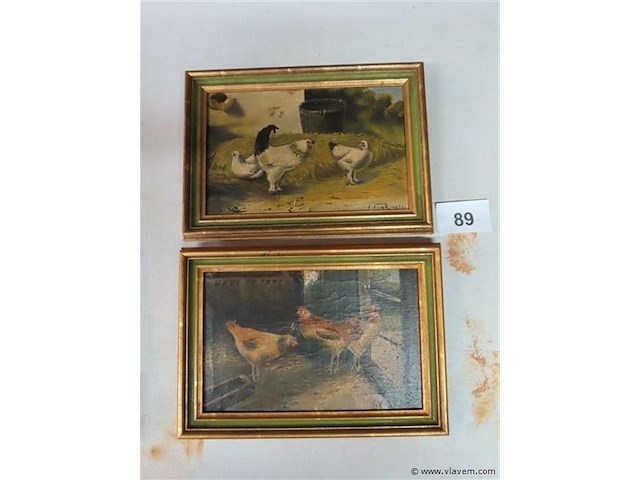 Pendant schilderijen met kippen - afbeelding 1 van  6