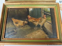 Pendant schilderijen met kippen - afbeelding 3 van  6