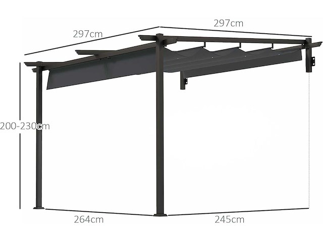 Pergola terrasdak ca. 3x3m terrasdak - afbeelding 3 van  9
