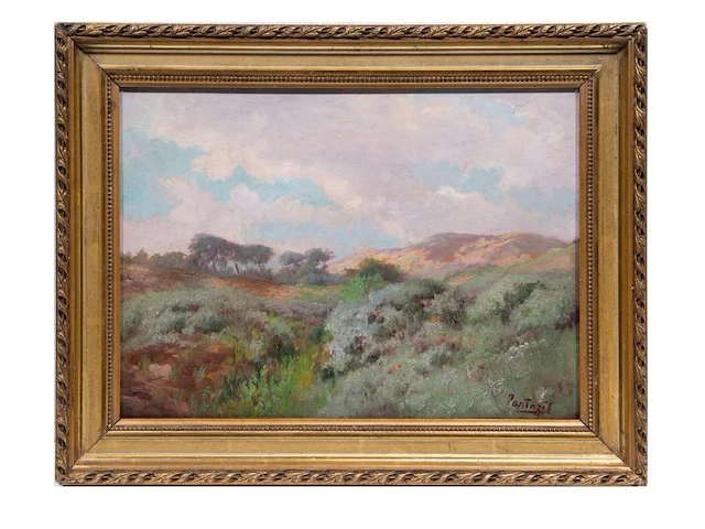 Périclès pantazis (1849-1884), view of the dunes, oil on panel 23 x 32.5 cm. (9.06 x 12.80 in.), frame: 31 x 40 cm. (12.19 x 15 3/4 in.) - afbeelding 2 van  4