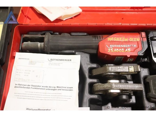 Persmachine - rothenberger - 25.4024 toebehoren - accu's, bekken, oplader, koffer, handleiding - afbeelding 3 van  3