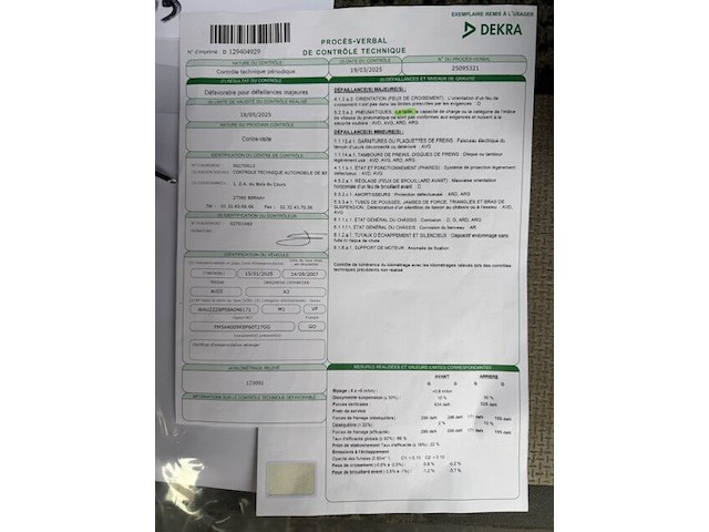 Personenwagen audi a3 (2007 / wau zzz 8p5 8a 046 171) - afbeelding 11 van  20