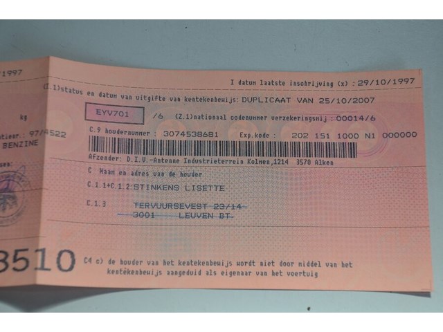 Personenwagen ford fiesta, chassisnummer: wf0bxxgajbva29125, bouwjaar: 29/10/1997 met inschrijvingsbewijs, gelijkvormigheidsattest, schouwingsbewijs (verlopen), 1 sleutel - afbeelding 9 van  30