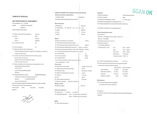 Personenwagen hyundai i20, type pbt, variant f5d101, versie m65az1, chassisnummer nlhbb51padz200536, bouwjaar 25-03-2013 (1 sleutel, boorddocumenten: inschrijvingsbewijs deel 1 en gelijkvormigheidsattest) (veel schade aan carosserie, band plat, voertuig s - afbeelding 20 van  36