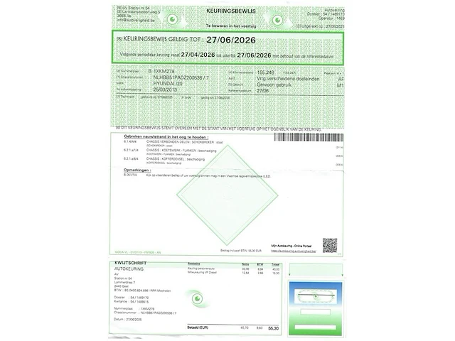 Personenwagen hyundai i20, type pbt, variant f5d101, versie m65az1, chassisnummer nlhbb51padz200536, bouwjaar 25-03-2013 (1 sleutel, boorddocumenten: inschrijvingsbewijs deel 1 en gelijkvormigheidsattest) (veel schade aan carosserie, band plat, voertuig s - afbeelding 24 van  36