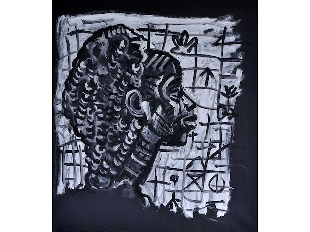 Peter klashorst - portret vii - acryl op zeildoek - 90x80 cm - 2007 - afbeelding 1 van  10