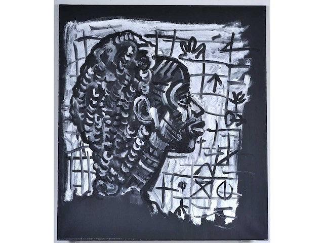 Peter klashorst - portret vii - acryl op zeildoek - 90x80 cm - 2007 - afbeelding 3 van  10