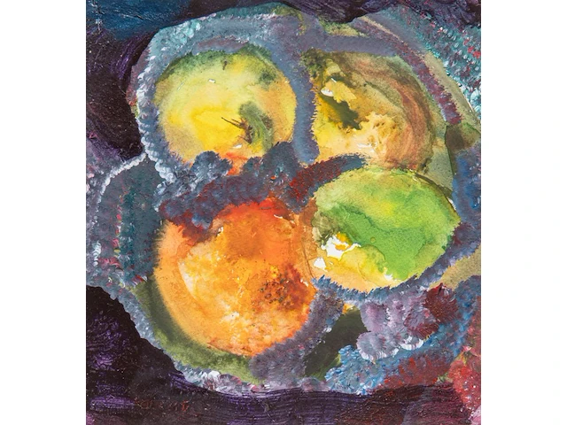 Peter rogiers (1967), 'd'après cézanne', 1998, acrylic and watercolour on paper 27.5 x 26 cm. (10.83 x 10.24 in.), frame: 48.5 x 36.5 cm. (19.08 x 14.36 in.) - afbeelding 1 van  3