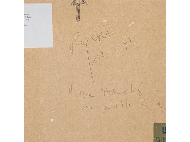 Peter rogiers (1967), 'the bricks', 1998, mixed media collage 40 x 32 cm. (15 3/4 x 12.59 in.), frame: 48.5 x 36.5 cm. (19.08 x 14.36 in.) - afbeelding 4 van  4