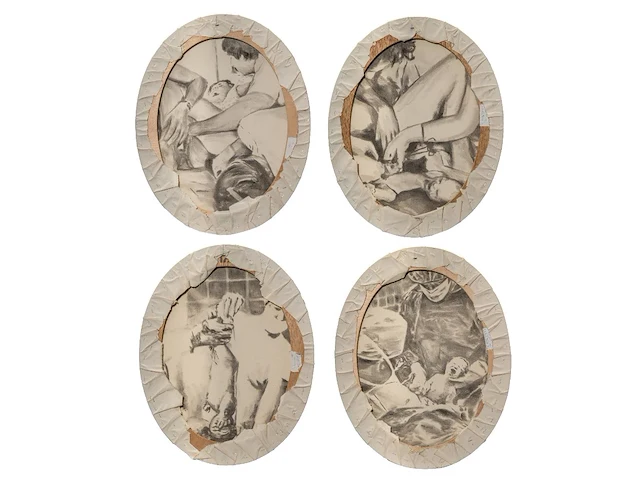 Peter scott (xx-xxi), 'four births', a series of four oval canvases, 1984, painted on the verso 71 x 56 cm. (27.94 x 22.05 in.) - afbeelding 1 van  9