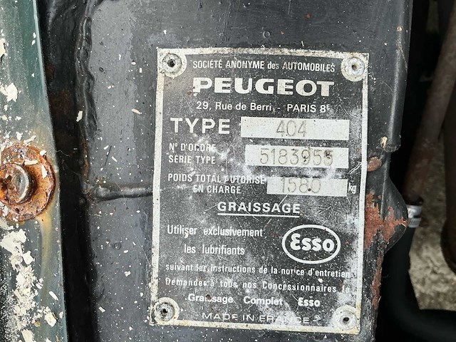 Peugeot 404 oldtimer - afbeelding 11 van  20