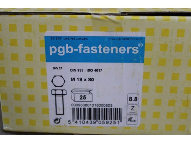 Pgbfast zeskanttapbout 8.8 din 933 m 18x80 zn/25 - afbeelding 1 van  2