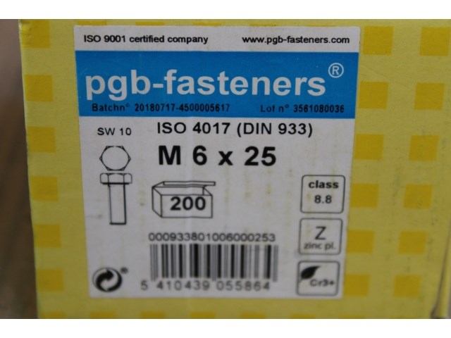 Pgbfast zeskanttapbout 8.8 din 933 m 6x25 zn/200 - afbeelding 1 van  2