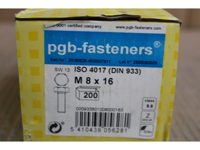Pgbfast zeskanttapbout 8.8 din 933 m 8x16 zn/200 - afbeelding 1 van  2