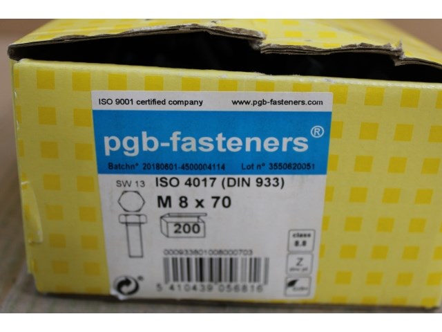 Pgbfast zeskanttapbout 8.8 din 933 m 8x70 zn/200 - afbeelding 1 van  2