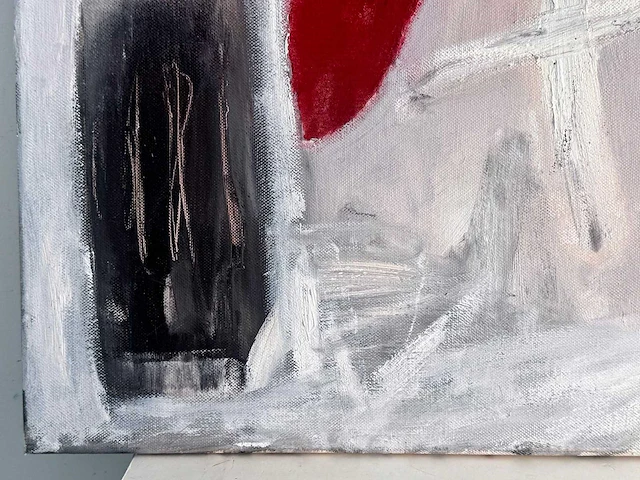 Philip vencken - abstract-figuratieve compositie - gemengde techniek met collage op doek - afbeelding 3 van  9