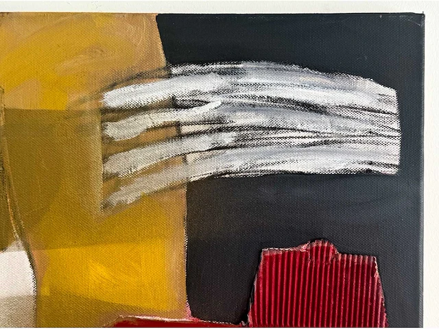 Philip vencken - abstract-figuratieve compositie - gemengde techniek met collage op doek - afbeelding 5 van  9