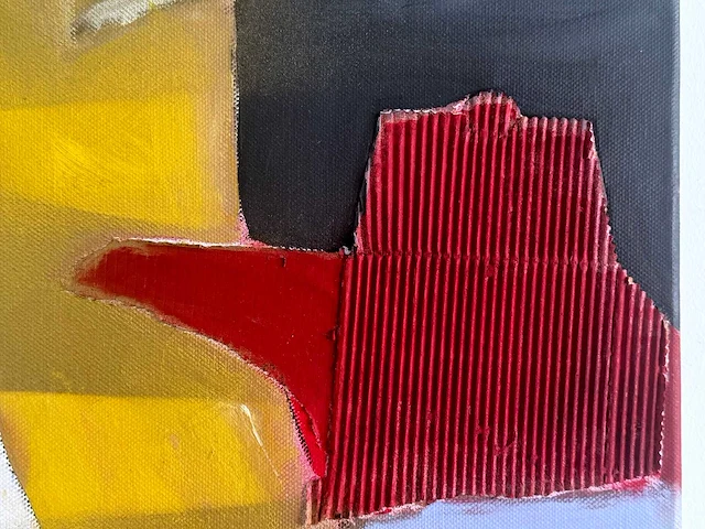 Philip vencken - abstract-figuratieve compositie - gemengde techniek met collage op doek - afbeelding 6 van  9