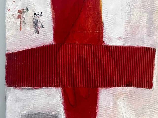 Philip vencken - abstract-figuratieve compositie - gemengde techniek met collage op doek - afbeelding 8 van  9